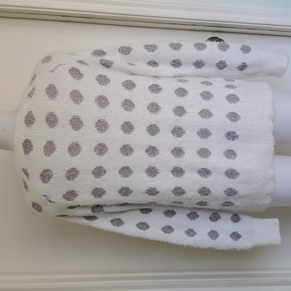 Modcloth White with Metallic Multicolored Polka Dot Fuzzy Sweater. Sz M - Picture 2 of 9